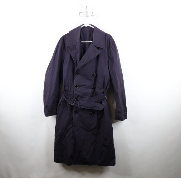 Vtg 50s Korean War Mens M Naval Clothing Depot Stamped Military Trench Coat USA